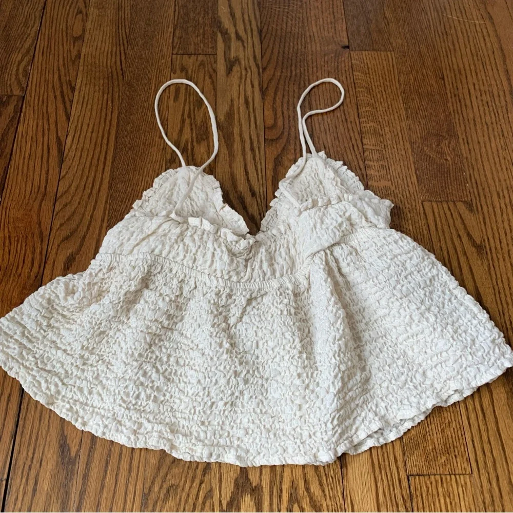 Zara Puckered Gauze Cropped Cami Sz S EUC - Picture 3 of 4
